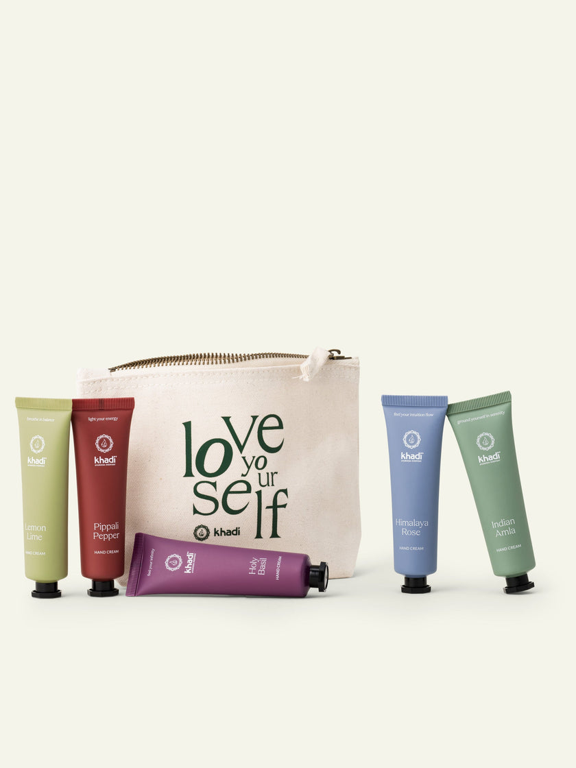 Zestaw khadi z kremem do rąk i saszetką