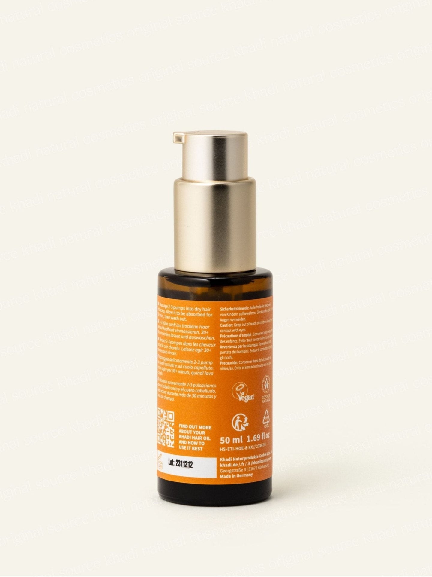 khadi Vitality Grow Hair Oil zdjęcie produktu z tyłu opakowania
