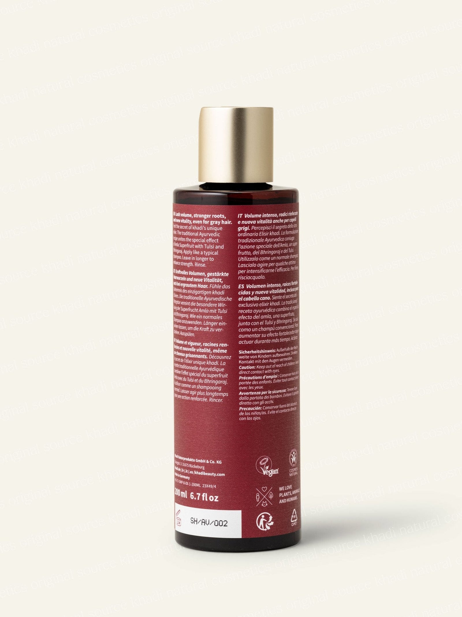 khadi Amla Volume Shampoo zdjęcie produktu z tyłu opakowania